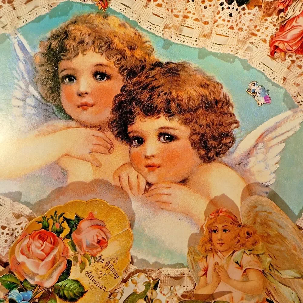 Vintage Victorian Cherubs Angels Florals, Junk Journal Craft Ephemera, Decoupage